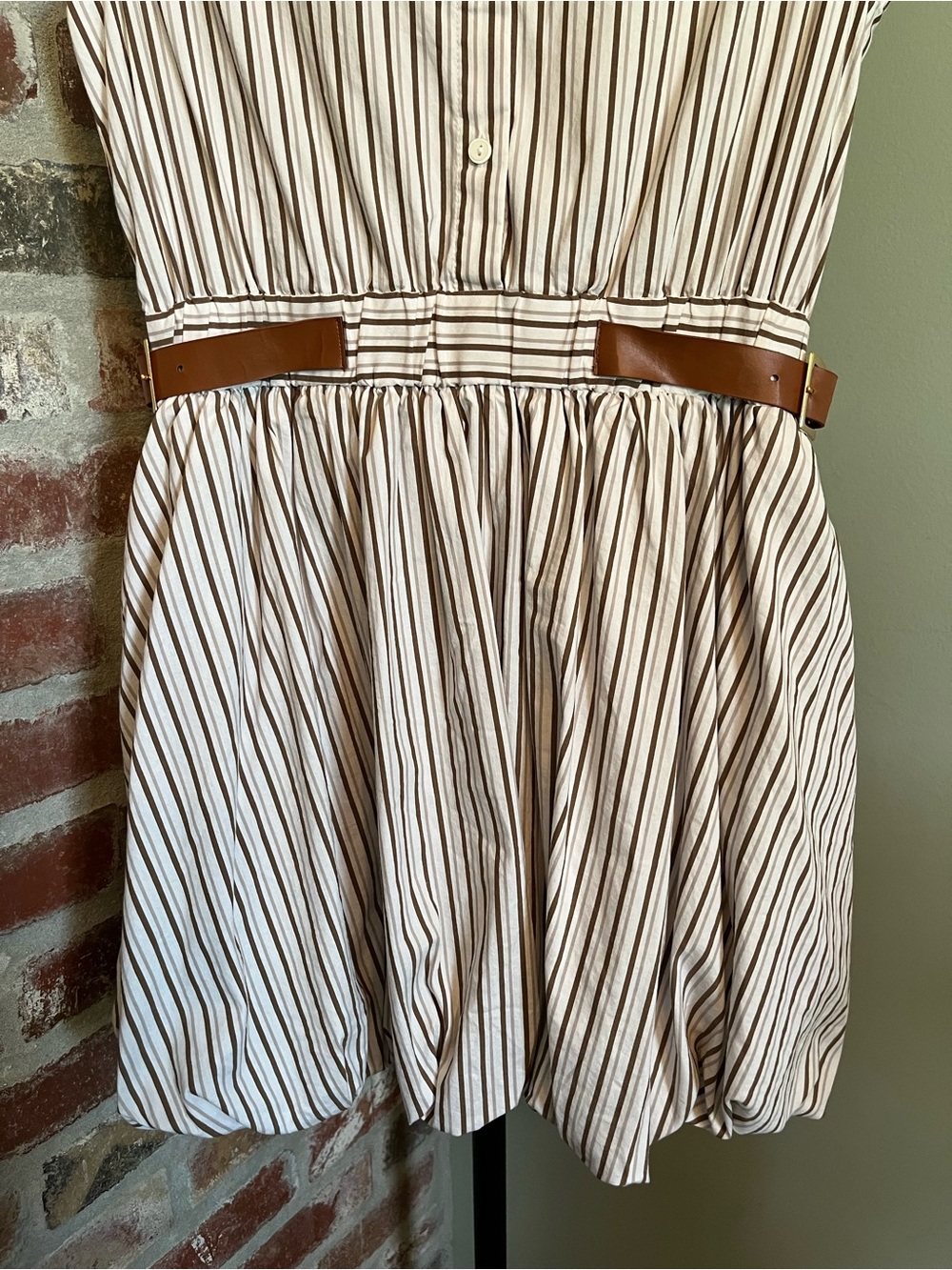 Maeve Belted Bubble-Hem Mini Shirt Dress | size small - Picture 4 of 9
